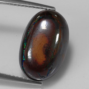 Ópalo boulder multicolor natural de 9,49 ct, corte óvalo, opaco