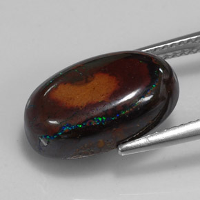 Ópalo boulder multicolor natural de 9,49 ct, corte óvalo, opaco