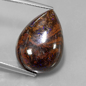 Ópalo boulder multicolor natural de 16,89 ct, en forma de pera, opaco
