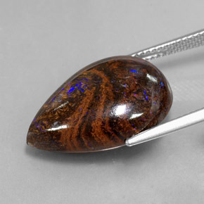 Ópalo boulder multicolor natural de 16,89 ct, en forma de pera, opaco