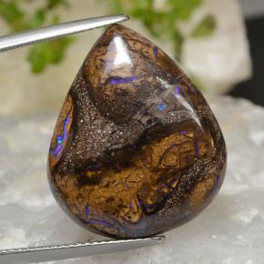 Ópalo boulder multicolor natural de 20,90 ct, en forma de pera, opaco