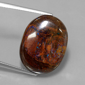 Ópalo boulder multicolor natural de 21,10 ct, corte óvalo, opaco