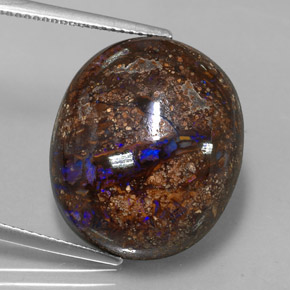 Ópalo boulder multicolor natural de 27,22 ct, corte óvalo, opaco