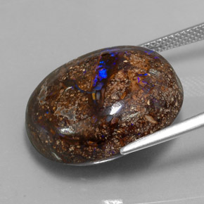 Ópalo boulder multicolor natural de 27,22 ct, corte óvalo, opaco