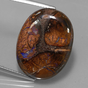 Ópalo boulder multicolor natural de 20,19 ct, corte óvalo, opaco