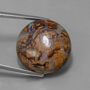 Ópalo boulder multicolor natural de 34,18 ct, corte redondo, opaco