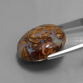 Ópalo boulder multicolor natural de 34,18 ct, corte redondo, opaco