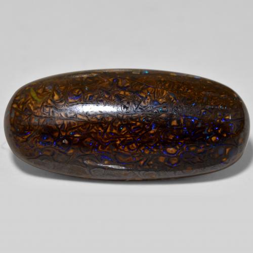 Ópalo boulder multicolor natural de 21,04 ct, corte óvalo, opaco