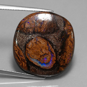 Ópalo boulder multicolor natural de 20,58 ct, corte cojín, opaco