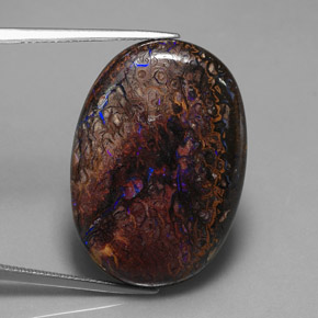 Ópalo boulder multicolor natural de 30,02 ct, corte óvalo, opaco