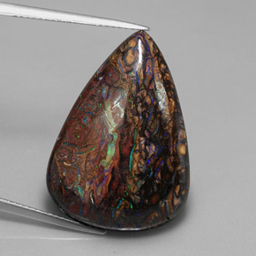Ópalo boulder multicolor natural de 21,74 ct, en forma de pera, opaco