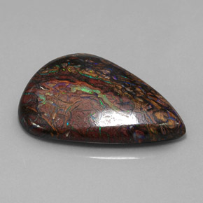 Ópalo boulder multicolor natural de 21,74 ct, en forma de pera, opaco