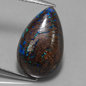 Ópalo boulder multicolor natural de 6,27 ct, en forma de pera, opaco
