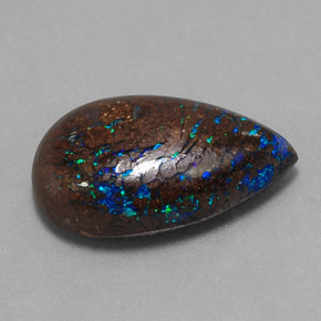 Ópalo boulder multicolor natural de 6,27 ct, en forma de pera, opaco