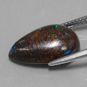 Ópalo boulder multicolor natural de 6,27 ct, en forma de pera, opaco