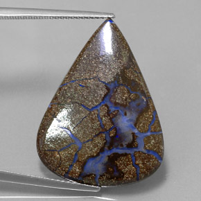Ópalo boulder multicolor natural de 12,40 ct, en forma de pera, opaco