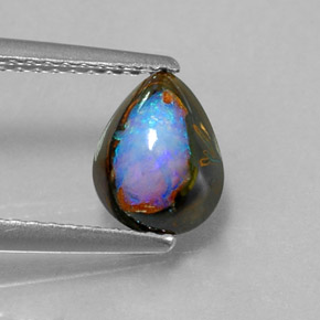 Ópalo boulder multicolor natural de 1,43 ct, en forma de pera, opaco