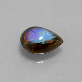Ópalo boulder multicolor natural de 1,43 ct, en forma de pera, opaco
