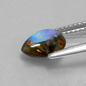 Ópalo boulder multicolor natural de 1,43 ct, en forma de pera, opaco