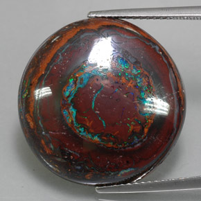 Ópalo boulder multicolor natural de 22,76 ct, corte redondo, opaco