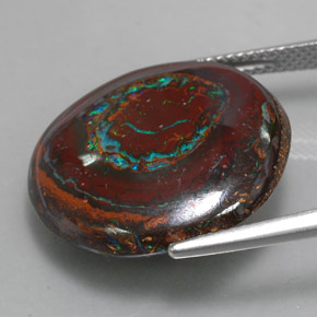 Ópalo boulder multicolor natural de 22,76 ct, corte redondo, opaco