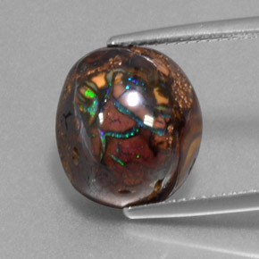 Ópalo boulder multicolor natural de 9,42 ct, forma elegante, opaco