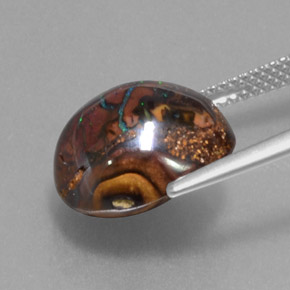 Ópalo boulder multicolor natural de 9,42 ct, forma elegante, opaco
