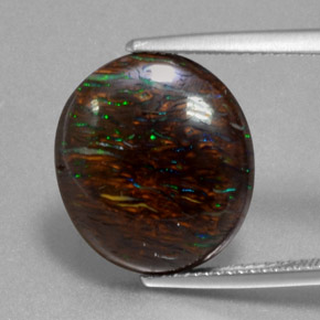 Ópalo boulder multicolor natural de 9,47 ct, corte óvalo, opaco
