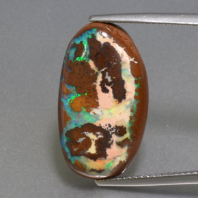 Ópalo boulder multicolor natural de 10,49 ct, corte óvalo, opaco