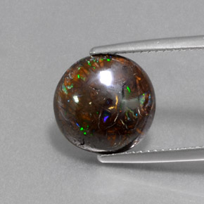 Ópalo boulder multicolor natural de 5,13 ct, corte redondo, opaco