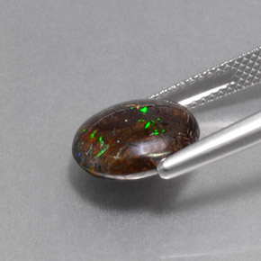 Ópalo boulder multicolor natural de 5,13 ct, corte redondo, opaco
