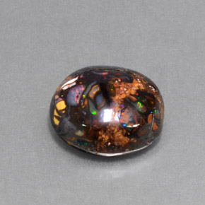 Ópalo boulder multicolor natural de 5,18 ct, corte redondo, opaco