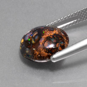 Ópalo boulder multicolor natural de 5,18 ct, corte redondo, opaco