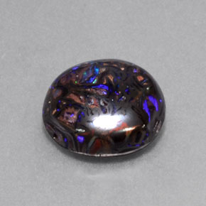 Ópalo boulder multicolor natural de 5,24 ct, corte redondo, opaco