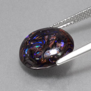 Ópalo boulder multicolor natural de 5,24 ct, corte redondo, opaco