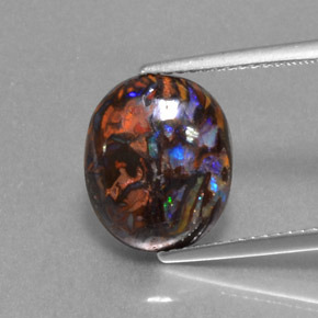 Ópalo boulder multicolor natural de 4,74 ct, corte óvalo, opaco