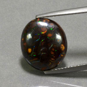 Ópalo boulder multicolor natural de 6,61 ct, corte óvalo, opaco