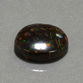 Ópalo boulder multicolor natural de 6,61 ct, corte óvalo, opaco