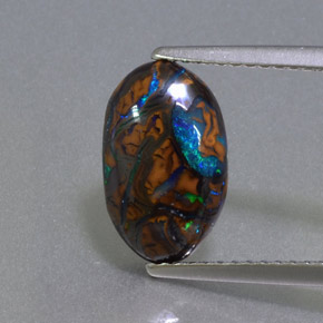Ópalo boulder multicolor natural de 2,68 ct, corte óvalo, opaco