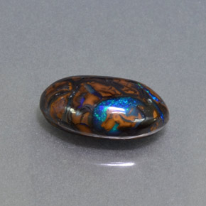 Ópalo boulder multicolor natural de 2,68 ct, corte óvalo, opaco