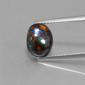 Ópalo boulder multicolor natural de 3,22 ct, corte óvalo, opaco