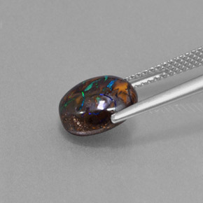 Ópalo boulder multicolor natural de 3,22 ct, corte óvalo, opaco