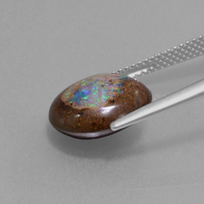 Ópalo boulder multicolor natural de 4,79 ct, forma elegante, opaco