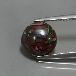 Ópalo boulder multicolor natural de 4,13 ct, corte redondo, opaco