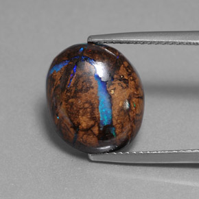Ópalo boulder multicolor natural de 7,80 ct, corte óvalo, opaco
