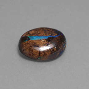 Ópalo boulder multicolor natural de 7,80 ct, corte óvalo, opaco