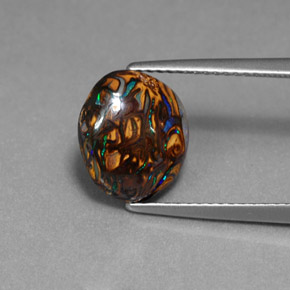 Ópalo boulder multicolor natural de 3,41 ct, corte óvalo, opaco