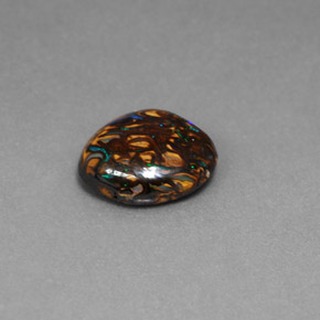 Ópalo boulder multicolor natural de 3,41 ct, corte óvalo, opaco