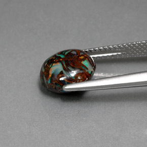 Ópalo boulder multicolor natural de 3,61 ct, corte óvalo, opaco