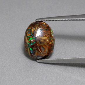 Ópalo boulder multicolor natural de 3,53 ct, corte óvalo, opaco